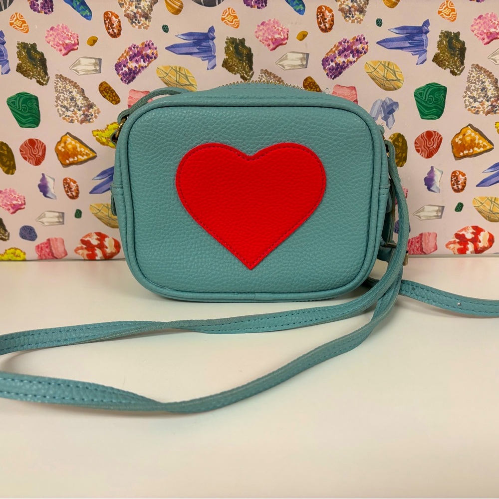 Heart Accent Teal Crossbody Bag
